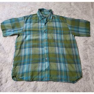 Weekendz off mens short sleeve  button-down olive shirt M